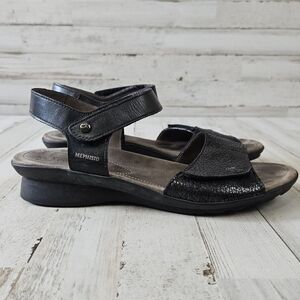 Mephisto Pattie Black Softy Moon Genuine Leather Sandals Shoes SZ 40
